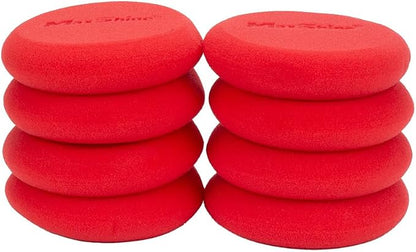 Maxshine Foam Waxing Applicator Pads | Red, Dia: 10cm, 8 Pack | UFO Shape, Laser-Cut Edges, Reusable | Even Wax Application for Car Detailing