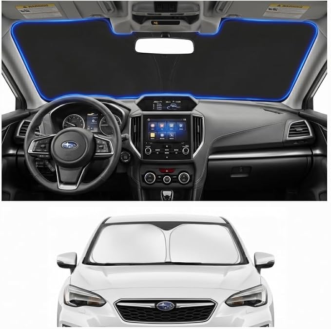 Custom Fit Windshield Sun Shade for Subaru Impreza 2017-2023 | Custom Fit Windshield Cover, Blocks UV Rays, Double-Layer Heat Shield, Durable Frame, Easy Fold & Storage