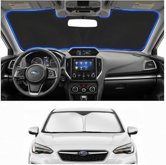 Custom Fit Windshield Sun Shade for Subaru Impreza 2017-2023 | Custom Fit Windshield Cover, Blocks UV Rays, Double-Layer Heat Shield, Durable Frame, Easy Fold & Storage