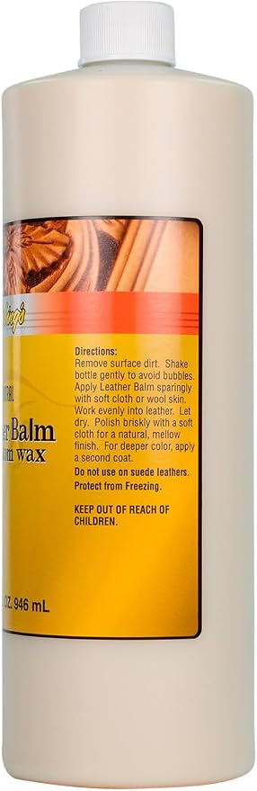 Fiebing's Leather Balm with Atom Wax 32oz - wax top finish for leather