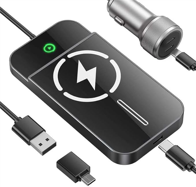 Wireless CarPlay Adapter with Magnetic 15W Fast Charging for iPhone 17/16/15/14/13/12 Series – Wired to Wireless CarPlay Converter, Auto-Connection Plug & Play