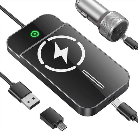 Wireless CarPlay Adapter with Magnetic 15W Fast Charging for iPhone 17/16/15/14/13/12 Series – Wired to Wireless CarPlay Converter, Auto-Connection Plug & Play