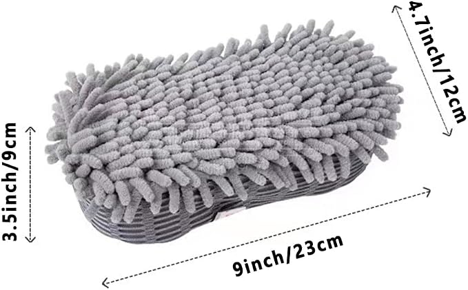 2 Pack Microfiber Car Wash Sponge Chenille Non-Scratch for Wax Sealant Conditioner Application Car Detailing, Compatible with Cars Trucks Motorcycles Essential Auto Cleaning Washing Kit Supplies