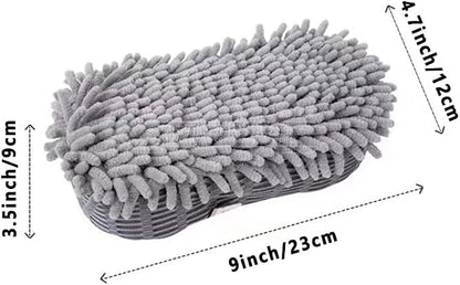 2 Pack Microfiber Car Wash Sponge Chenille Non-Scratch for Wax Sealant Conditioner Application Car Detailing, Compatible with Cars Trucks Motorcycles Essential Auto Cleaning Washing Kit Supplies