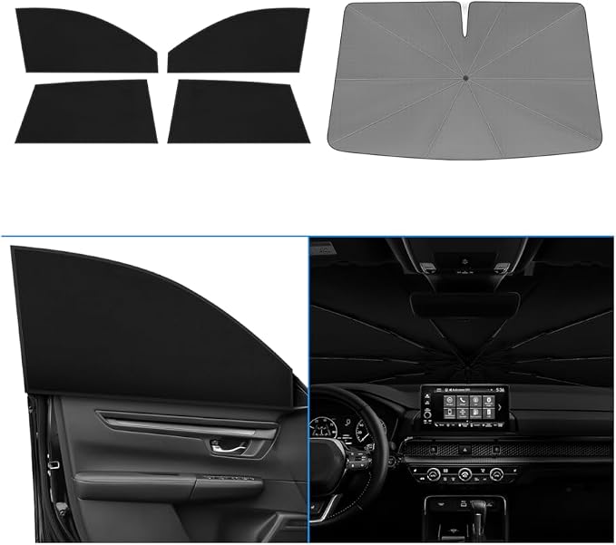 KUST Windshield Sun Shade Umbrella for Honda CR-V 2023 2024 2025 2026 Rear Window Shades 100% UV Protection and Blackout Privacy 5PCS Car Window Covers Accessories