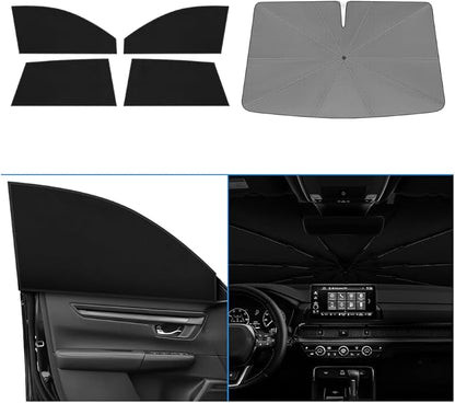 KUST Windshield Sun Shade Umbrella for Honda CR-V 2023 2024 2025 2026 Rear Window Shades 100% UV Protection and Blackout Privacy 5PCS Car Window Covers Accessories
