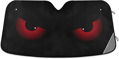 Scary Evil Red Eyes Car Windshield Sun Shade Foldable UV Ray Sun Visor Protector Sunshade to Keep Your Vehicle Cool (55" x 27.6")
