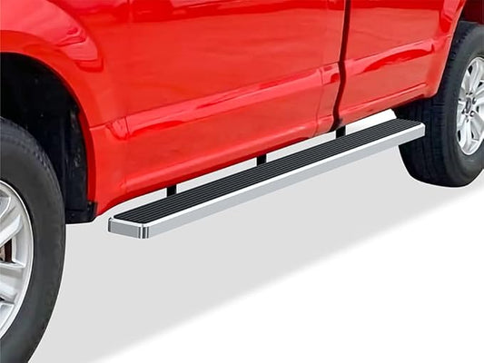 APS Wheel to Wheel Running Boards 5in Compatible with Ford F150 2015-2026 Regular Cab 6.5ft Bed & F-250 F-350 Super Duty 2017-2026 304 Stainless Steel (Nerf Bars Side Steps Side Bars)