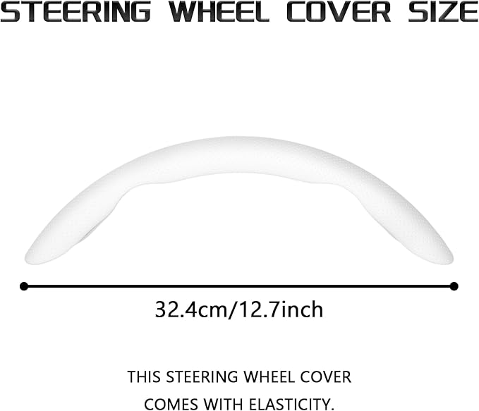 2-Piece Steering Wheel Cover, Carbon Fiber Segmented Steering Wheel Protector, Universal and Anti-Slip Durable Car Leather Protective Cover, Car Interior Accessories for Women and Men (White)