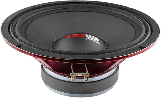 DS18 PRO-X10M Loudspeaker - 10", Midrange, Red Steel Basket, 600W Max, 300W RMS, 8 Ohms - Premium Quality Audio Door Speakers for Car or Truck Stereo Sound System (1 Speaker), Classic