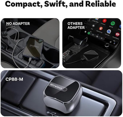 Upgraded Wireless CarPlay Adapter for OS 10+ or Android 11, Mini Wired to Wireless Adapter for CarPlay ＆Android Auto, Plug and Play, Stable Connection & No Latency