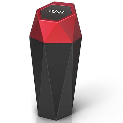 Car Cup Holder Trash Can, Car Trash Can with Lid, Mini Portable Trash Bin for Cars, Small Automatic Garbage Bin, Leakproof Cup Holder Trash Bin for Auto,Home,Office, Car Accessories (1, Red)