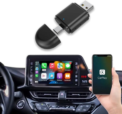2-in-1 Wireless CarPlay & Android Auto Adapter – Plug & Play USB/Type-C Dongle, Bluetooth 5.4 + 5.8GHz Wi-Fi, Converts Wired CarPlay & Android Auto to Wireless, Fast Stable Connection