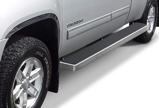 APS (Silver 6 inches Wheel to Wheel) Running Boards Nerf Bars Side Steps Compatible with Chevy Silverado GMC Sierra 1500 2500 1999-2013 Double Cab 5.5ft Bed & 2500HD 3500 2001-2014