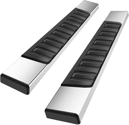 6 Inch Side Steps Running Boards; Compatible with 2019-2026 Chevy Silverado/GMC Sierra 1500, 2500, 3500 Regular/Standard/Single Cab Truck; Stainless Steel, Plastic; OE Style