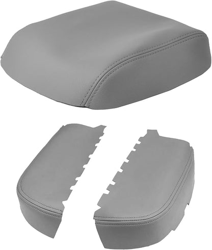 JOYTUTUS Center Console Cover and Front Door Panel Armrest Cover Kit Compatible with 2009-2015 Pilot, Leather Arm Rest Armrest Cover for Car, Middle Console Cover Lid Replacement for Trucks, Gray