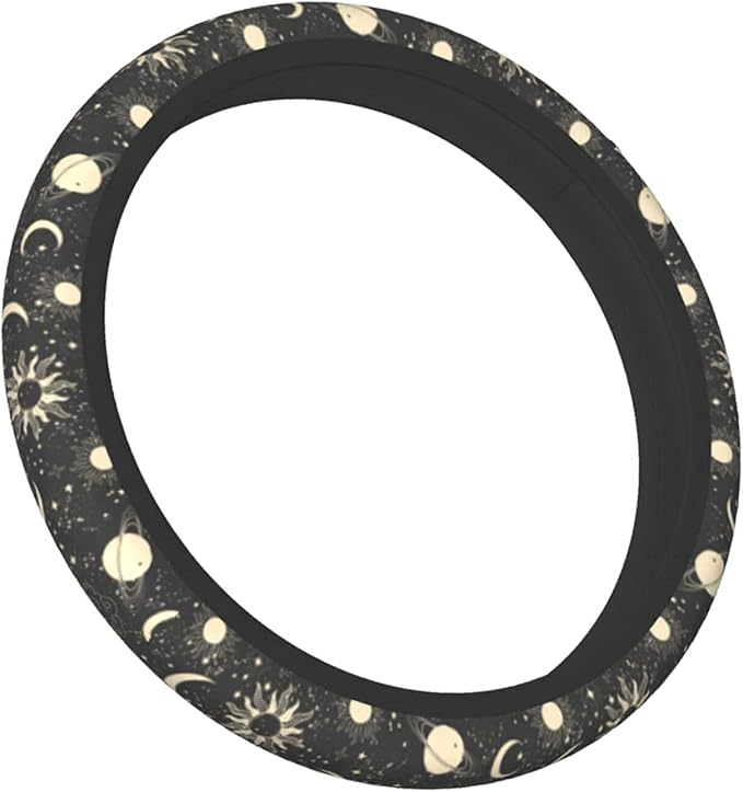 Sun and Moon Steering Wheel Covers Non Slip Neoprene Space Wheel Protector Universal 15 inch for Men Women