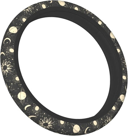 Sun and Moon Steering Wheel Covers Non Slip Neoprene Space Wheel Protector Universal 15 inch for Men Women