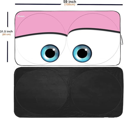 Gven Windshield Sun Shade Universal Fit for Car Window Sunshades Cover Automotive Interior Sun Protector Accessories for Compact& Midsize Sedan,Com& Subcompact SUV,Small Pickup,Wagon (Pink, S)