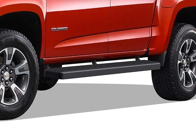 APS 6in Stainless Steel Black Running Boards Compatible with Chevy Colorado GMC Canyon 2015-2026 Crew Cab (Nerf Bars Side Steps)