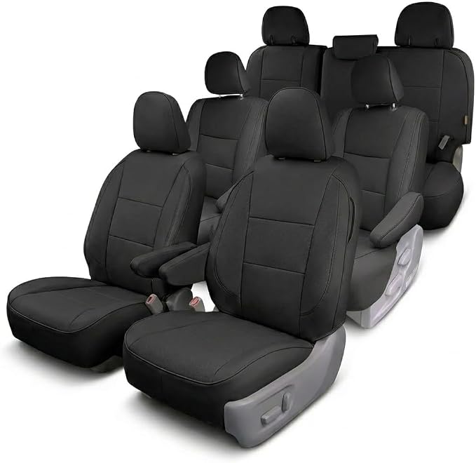 FH Group Custom Fit Car Seat Covers Specifically Made for 2011-2020 Toyota Sienna 7 Passenger, Car Seat Cover Full Set, Automotive Seat Covers in Black Faux Leather, Waterproof and Washable