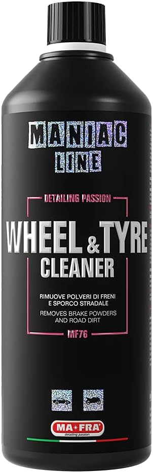 MANIAC LINE MAFRA Wheel and Tyre Cleaner | 2 in 1 for Rims and Tyres | Fast Brake Dust and Road Film Removal | Foam or Spray Application | Safe on Alloy Painted and Clear Coated Wheels | 1 Liter