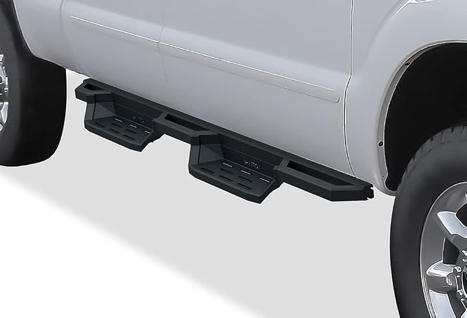 APS Stainless Steel 6.5in Side Bars Pocket Steps Square Tube Rocker Guards Compatible with Ford F250 F350 SuperDuty Crew Cab 99-16