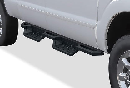 APS Stainless Steel 6.5in Side Bars Pocket Steps Square Tube Rocker Guards Compatible with Ford F250 F350 SuperDuty Crew Cab 99-16