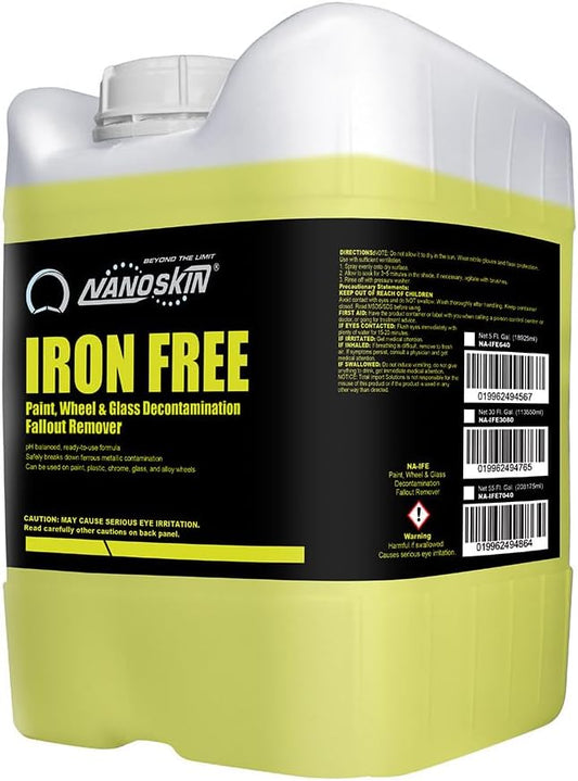 Nanoskin IRON FREE Paint, Wheel and Glass Decontamination Fall Out Remover 5 Gallons - Removes Iron Particles in Car Paint, Motorcycle, RV & Boat | Use before Clay, Wax or Car Wash for Car Detailing, Yellow