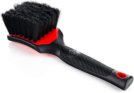 Detail Factory - ProGrip Interior Scrub Brush - Soft Bristles - Rubber Grip for Maximum Stability and Comfort - Curved Head Profile for Better Clearance - Red
