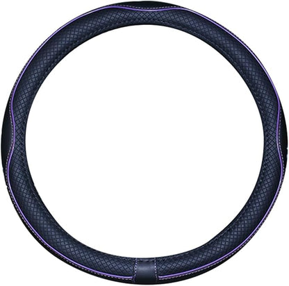Mayco Bell Small Size Steering Wheel Cover Anti-Slip,Safety,Soft,Breathable,Durable,Full Surround,Comfortable Grip Microfiber Leather (14-14.25 inch, Black Purple)