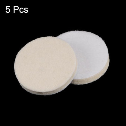 HARFINGTON 5pcs Wool Felt Polishing Pads, 2 inch Buffing Wheel Polish Pad Flocking Hook & Loop Back for Car Glass Plastic Metal Stone