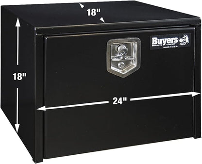 Buyers Products 1702300 Black Steel Underbody Truck Tool Box – 18 x 18 x 24 Inch - Truck Bed & Underbelly RV Storage Box, Locking T-Latch, Weather-Resistant, Heavy-Duty Flatbed Job Box, Made in USA