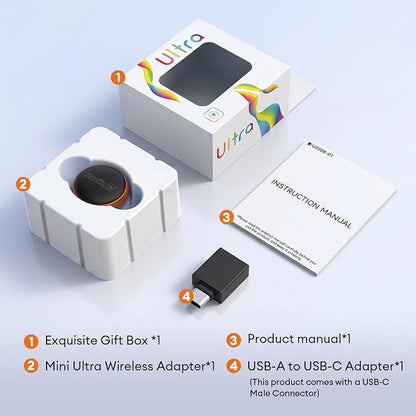 Carlinkit Mini Ultra 3 Wireless CarPlay Adapter, Wireless Android Auto Adapter, Convert OEM Wired to Wireless Dongle, USB-A/C Plug & Play, Auto-Connect, OTA Upgrade, Orange