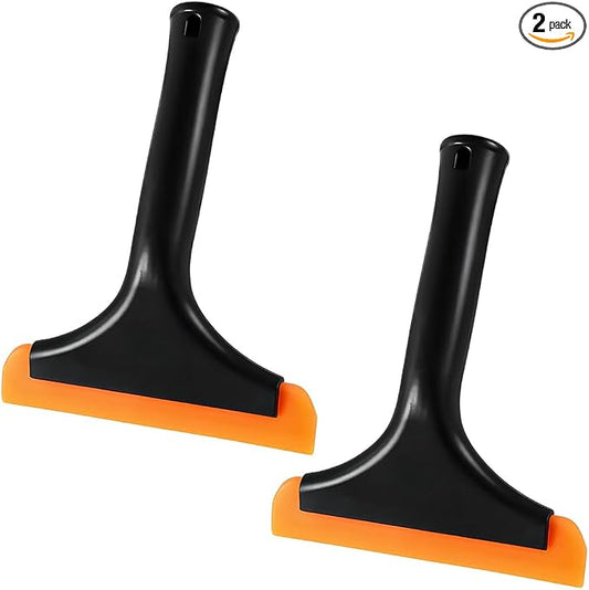 Ohleats 2PCS Small Silicone Window Squeegee, Auto Windshield Water Blade Scraper, All-Purpose Water Squeegee Wiper for Mirror Home Cleaning, Car Accessories (Black+Black)
