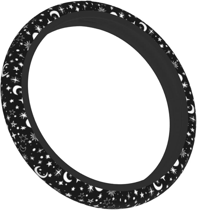 Moon and Star Steering Wheel Cover Car Accessories Cute for Women Girls Girly Universal 15 Inch Neoprene Auto Interior Decor Anti Slip Car Truck Protector