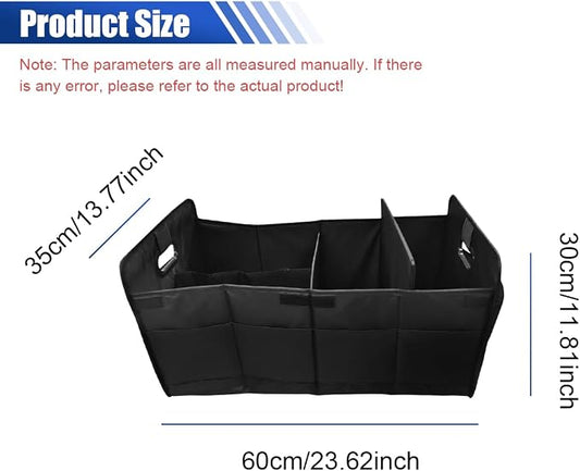 Car Trunk Organizer, Large Capacity Oxford Cloth Car Storage Box, Collapsible Multi-Compartment Organization Container, Waterproof Auto Interior Storage Accessories (Black)