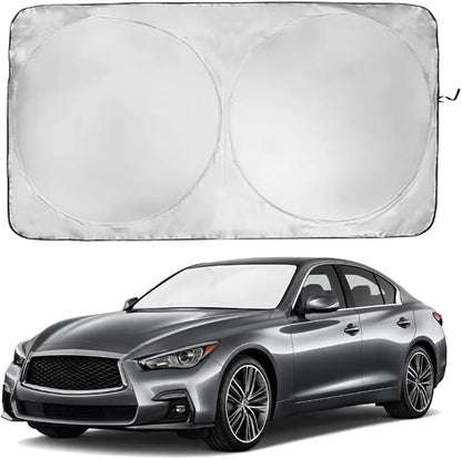 Windshield Sun Shade | Compatible for Infiniti Q50 2014-2024 | Certified 99.87% UVB & 99.02% UVA Car Sun Shade. Award Winning Sunshade - Patented Technology | Car Shades by Kinder Fluff