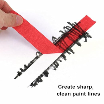 3 Pack Red Painters Tape - Masking Tape 1 Inch Wide - Multi-Surface, Smart Adhesion, Indoor & Outdoor - 270FT Total - Paint Tape for DIY, Labeling, Art, Car, General Purpose (#3910)