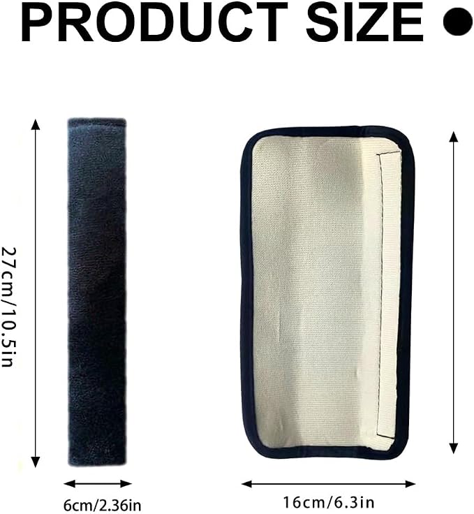 GUAN 2 Packs Car Seatbelt Covers Shoulder Super Soft Pad for Adults Kids Women & Men, Universal Seat Belt Cover for Handbag Camera Backpack Straps, Shoulder Pad Protector,Black,10.5in