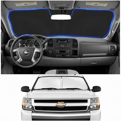 for 2007-2013 Chevy/Chevrolet Silverado 1500 Windshield Sun Shade - Front Foldable Windshield Sunshade Cover Custom Fit Silverado 1500 Accessories Sun Visor Protector Blocks UV Rays