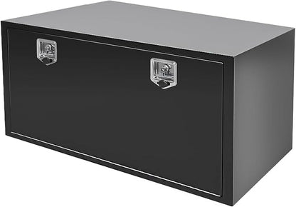 48"X23"X23" Underbody Truck Box Black Heavy Duty Steel Trailer Box Pick Up Truck Tool Box Storage Organizer w/Lock & eys
