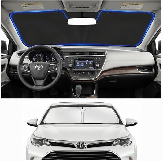 Custom Fit Windshield Sun Shade for Toyota Avalon 2013-2018 | Custom Fit Windshield Cover, Blocks UV Rays, Double-Layer Heat Shield, Durable Frame, Easy Fold & Storage