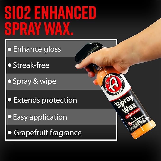 Adam's Polishes Spray Wax Gallon - Premium Infused Carnauba Car Wax Spray For Shine, Polish & Top Coat Paint Protection | Car Wash Enhancer & Clay Bar Lubricant | Car Boat Motorcycle RV Detailing