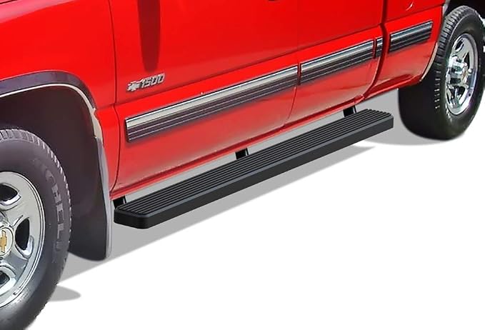 APS Running Boards (Side Steps Bars) Compatible with Chevy Silverado GMC Sierra 1500 2500 1999-2013 Double Cab & 2500HD 3500 2001-2014 (Exclude CK Classic) (Stainless Steel Black Powder Coated 5in)