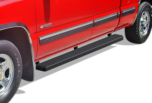 APS Running Boards (Side Steps Bars) Compatible with Chevy Silverado GMC Sierra 1500 2500 1999-2013 Double Cab & 2500HD 3500 2001-2014 (Exclude CK Classic) (Stainless Steel Black Powder Coated 5in)