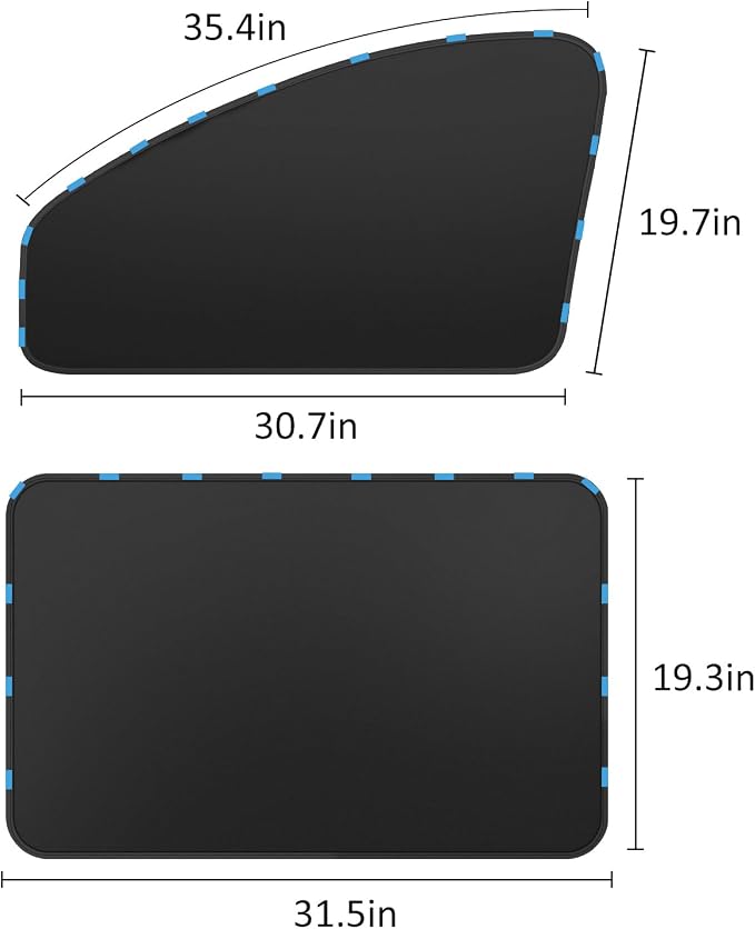 Car Window Sun Shades Curtains - Magnetic Privacy Curtains Side Window Sun Shades 100% Block Light Car Window Covers with Cooler Feeling 4Pcs, Thicken(Thickset, 4pcs)