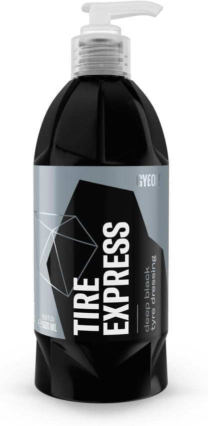 Gyeon Tire Express Satin‑Finish Tire Dressing Water Based UV Protection Self‑Cleaning Liquid, Long Lasting Factory‑Fresh Look Easy Wet Or Dry Application Deep Natural Tire Revitalizer, Exterior Use