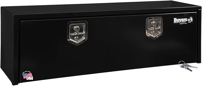 Buyers Products 1703328 Black Steel Underbody Truck Tool Box – 15 x 13 x 48 Inch - Truck Bed & Underbelly RV Storage Box, Locking T-Latch, Weather-Resistant, Heavy-Duty Flatbed Job Box, Made in USA