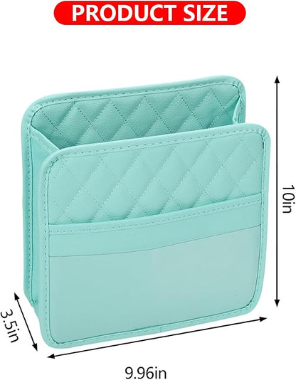 Mandark Car Seat Back Organizer, PU Leather Vehicle Backseat Hanging Storage Pocket, Multipurpose Auto Travel Essentials Accessories for Kids & Adults, Universal for Most Cars (Green)